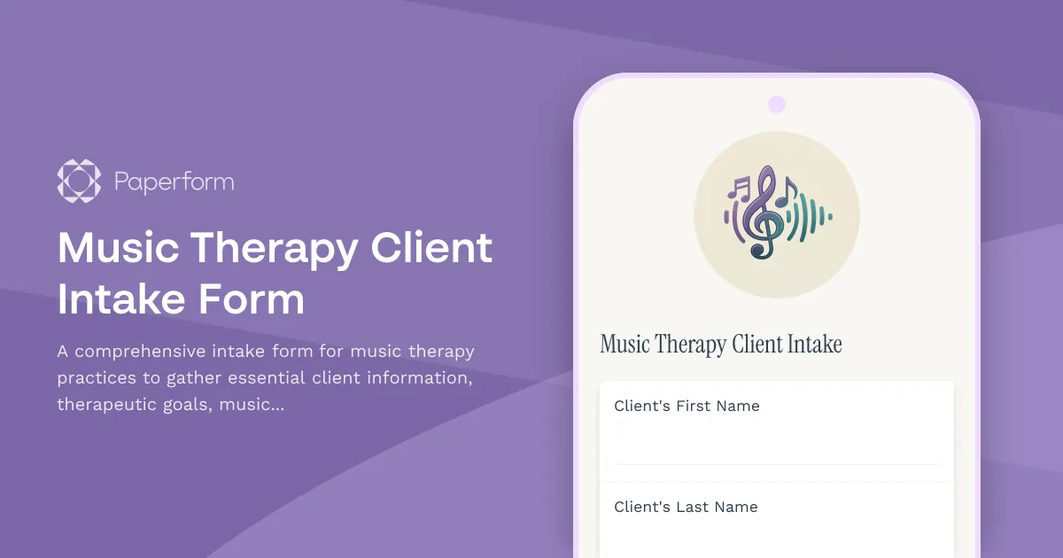Music Therapy Client Intake Form