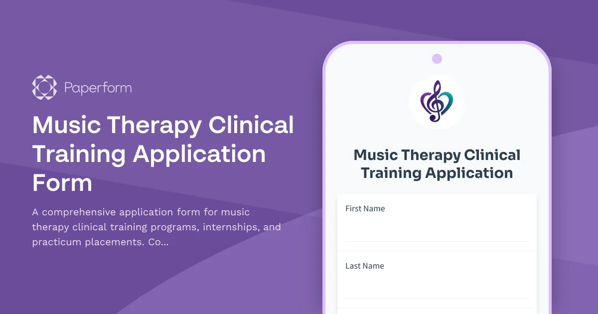 Music Therapy Clinical Training Application Form