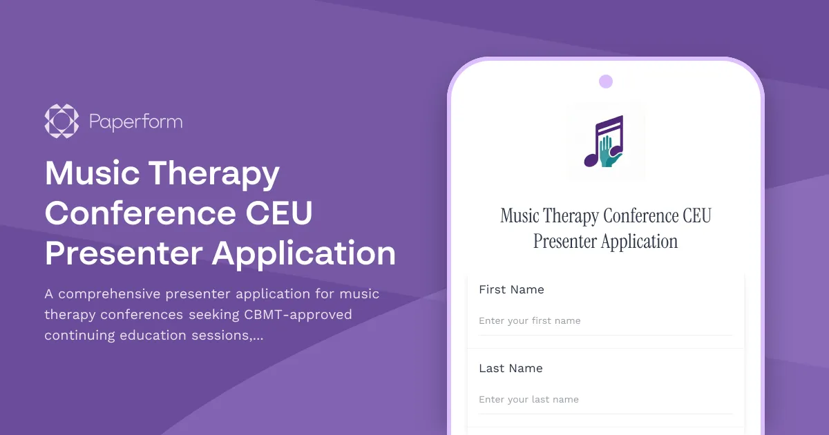 Music Therapy Conference CEU Presenter Application