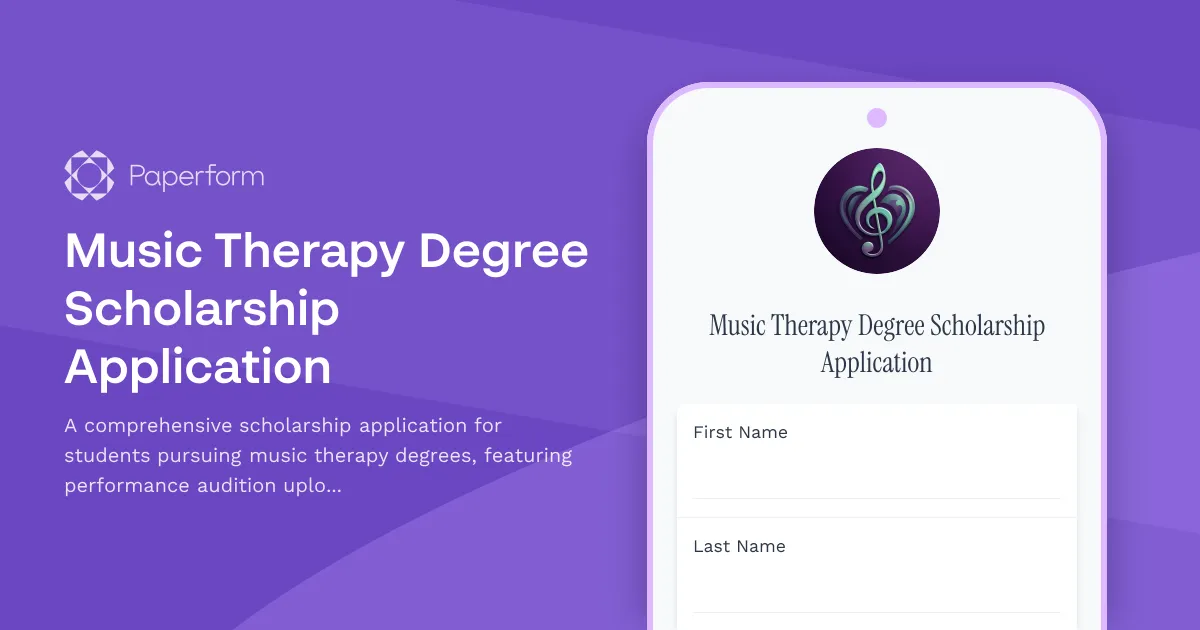 Music Therapy Degree Scholarship Application