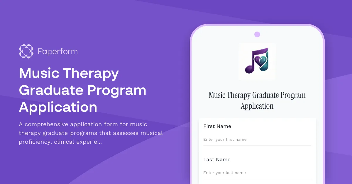 Music Therapy Graduate Program Application