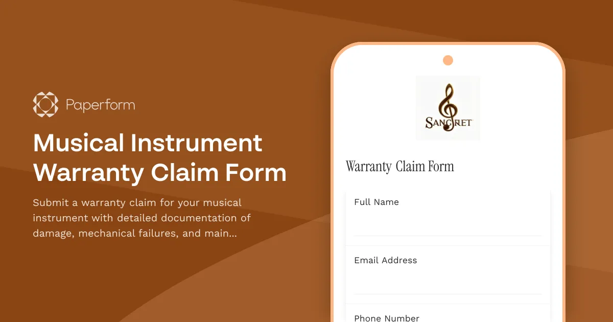 Musical Instrument Warranty Claim Form