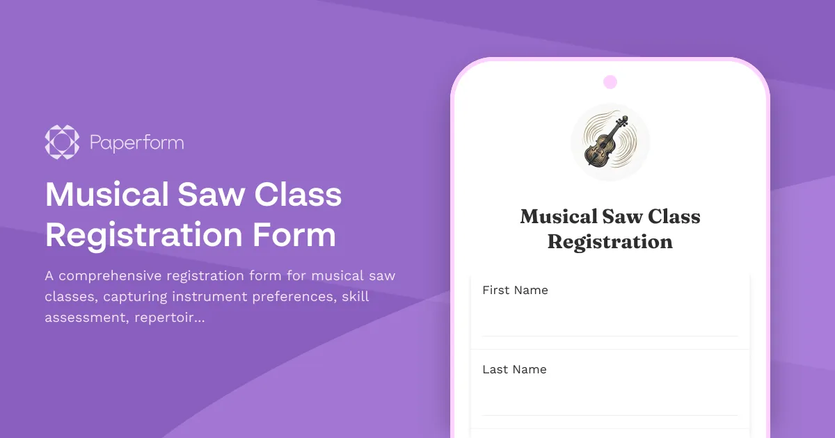 Musical Saw Class Registration Form