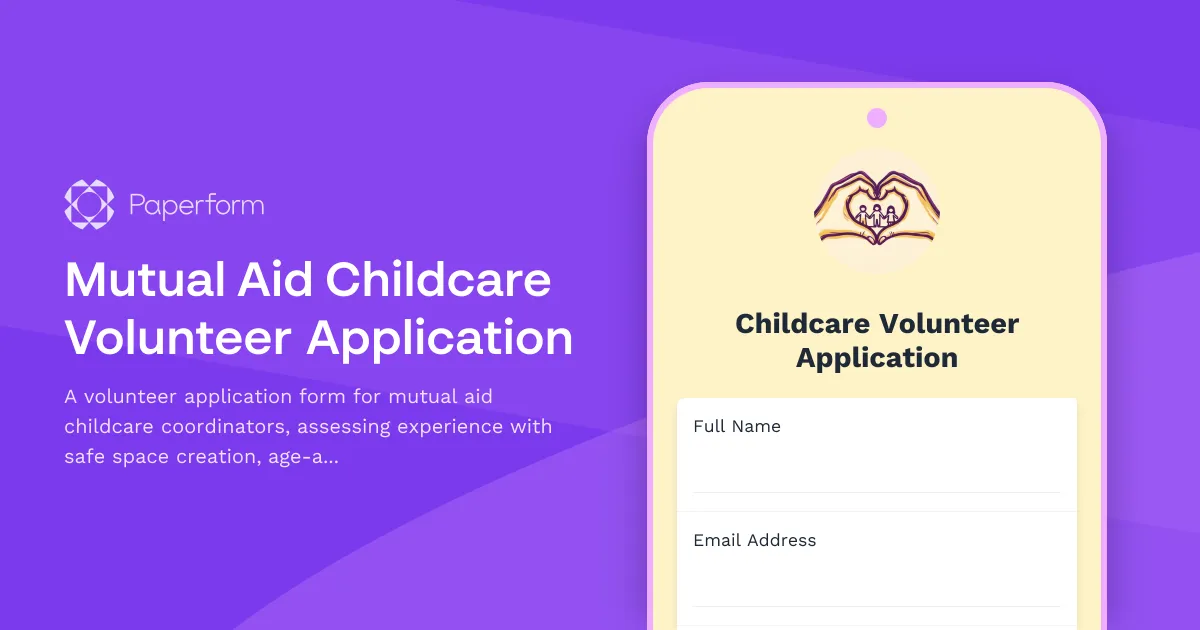 Mutual Aid Childcare Volunteer Application