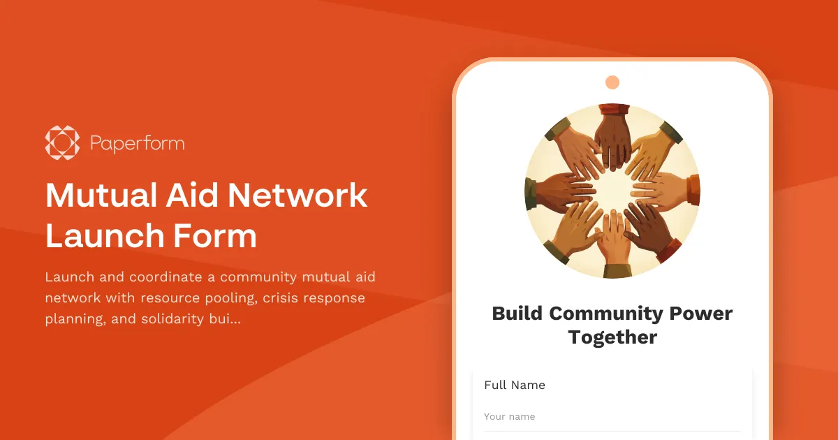 Mutual Aid Network Launch Form