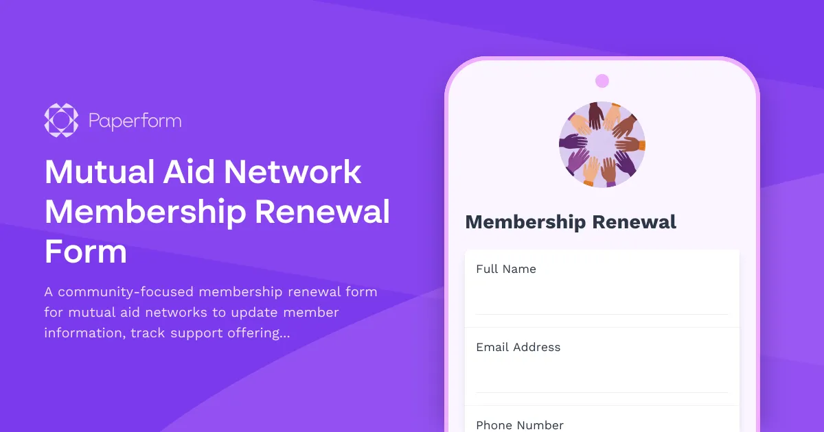 Mutual Aid Network Membership Renewal Form