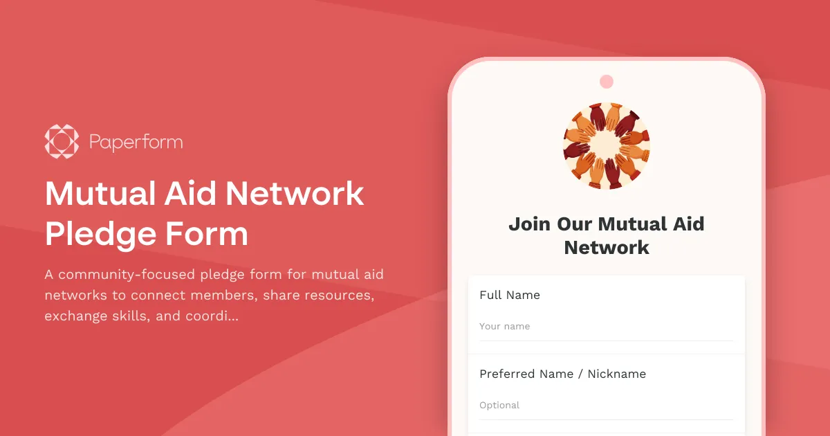 Mutual Aid Network Pledge Form