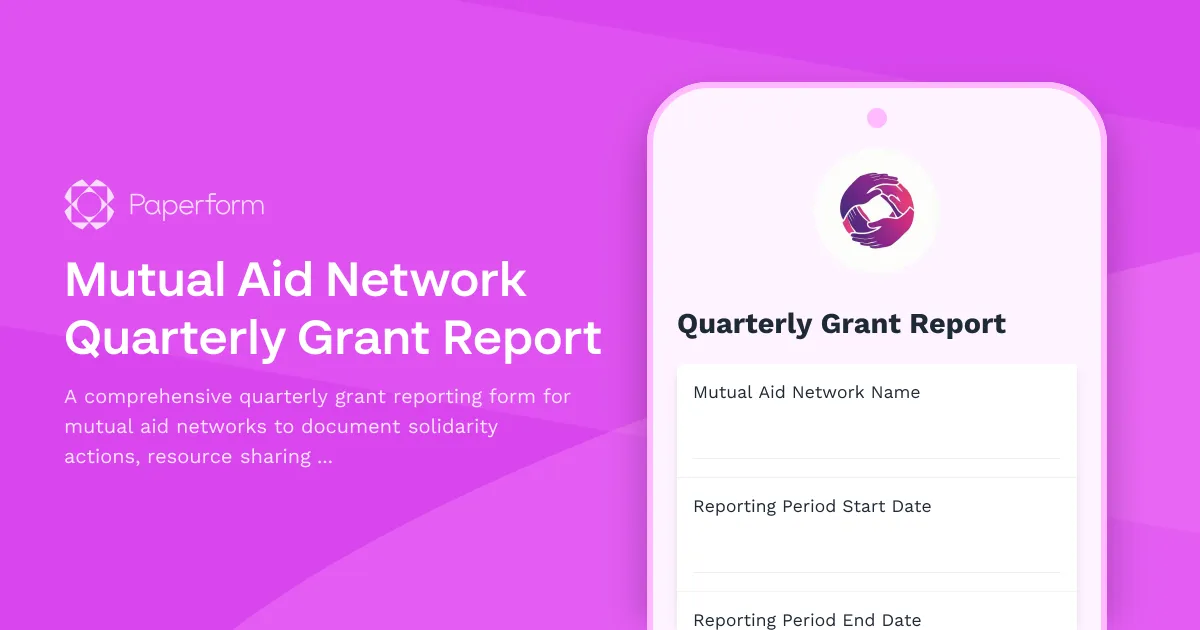 Mutual Aid Network Quarterly Grant Report
