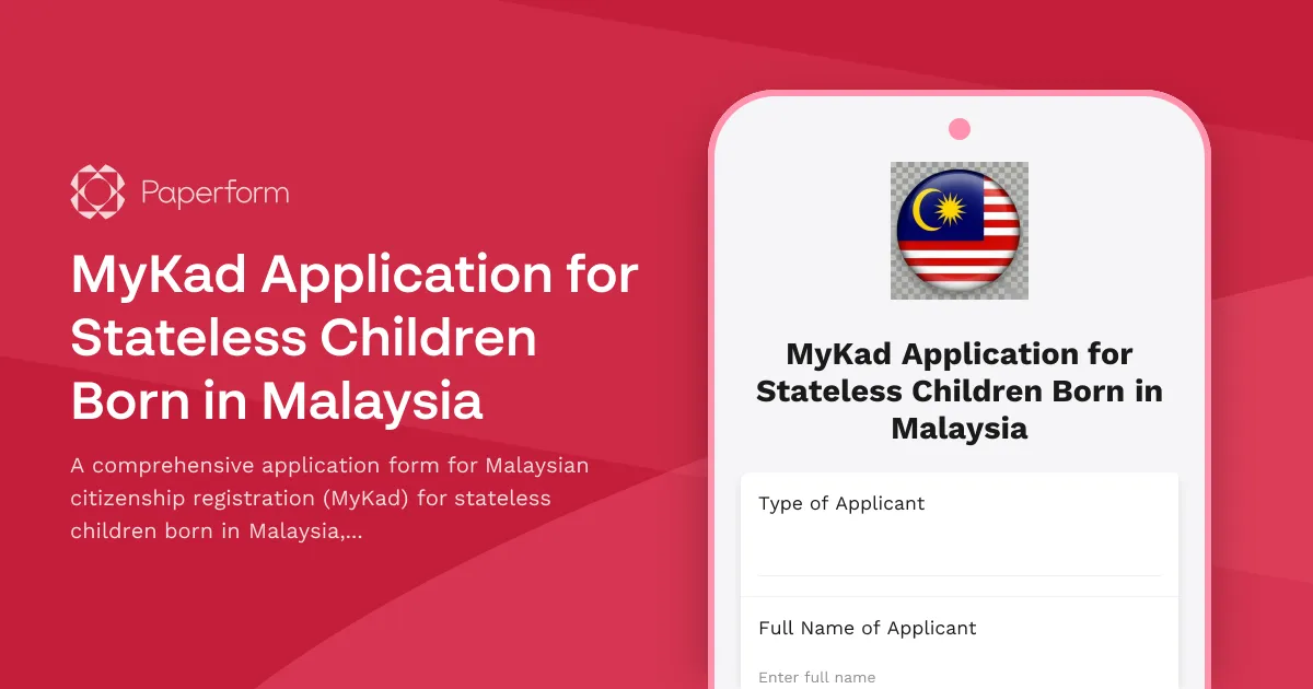 MyKad Application for Stateless Children Born in Malaysia