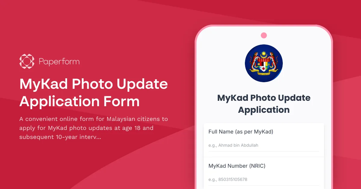 MyKad Photo Update Application Form