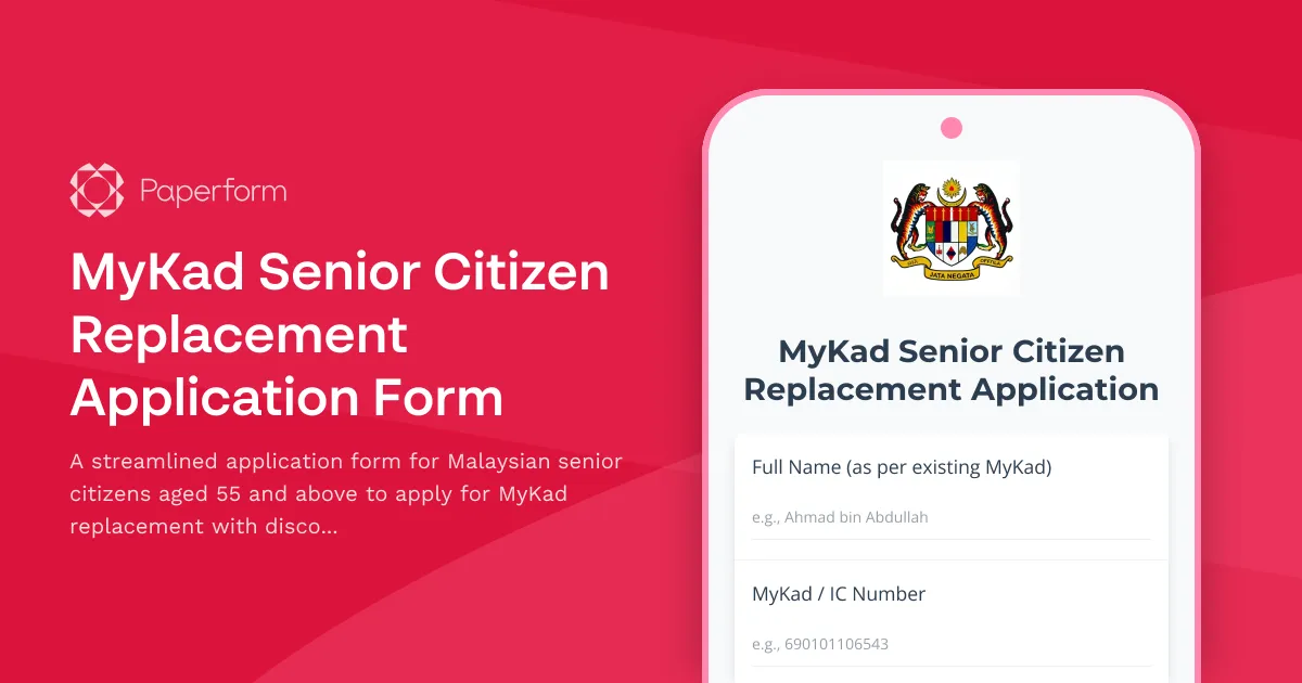 MyKad Senior Citizen Replacement Application Form