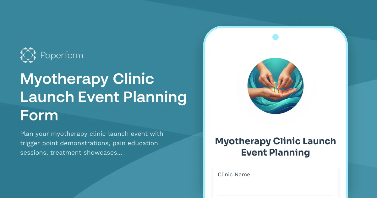 Myotherapy Clinic Launch Event Planning Form