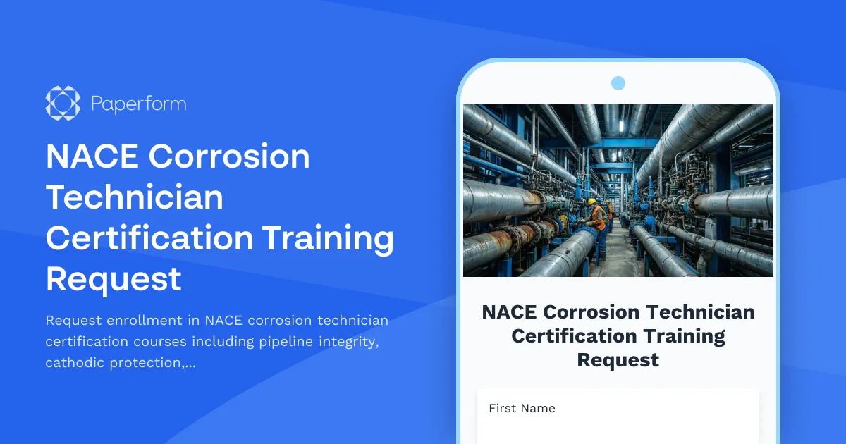 NACE Corrosion Technician Certification Training Request