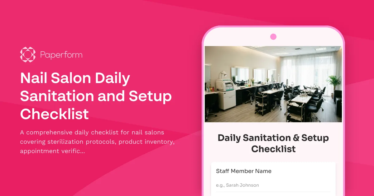 Nail Salon Daily Sanitation and Setup Checklist