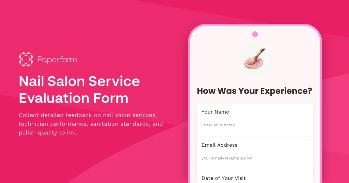 Nail Salon Service Evaluation Form