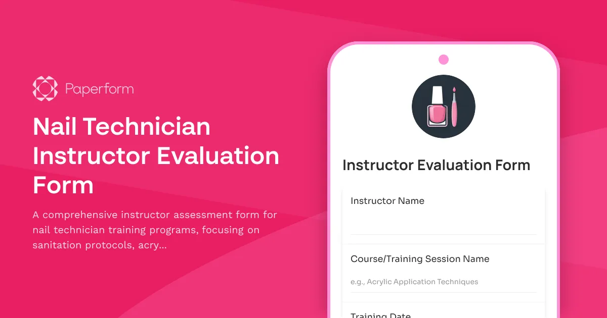 Nail Technician Instructor Evaluation Form