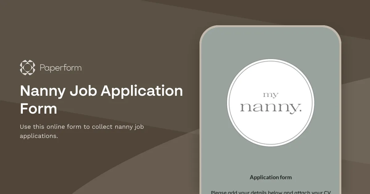 Nanny Job Application Form