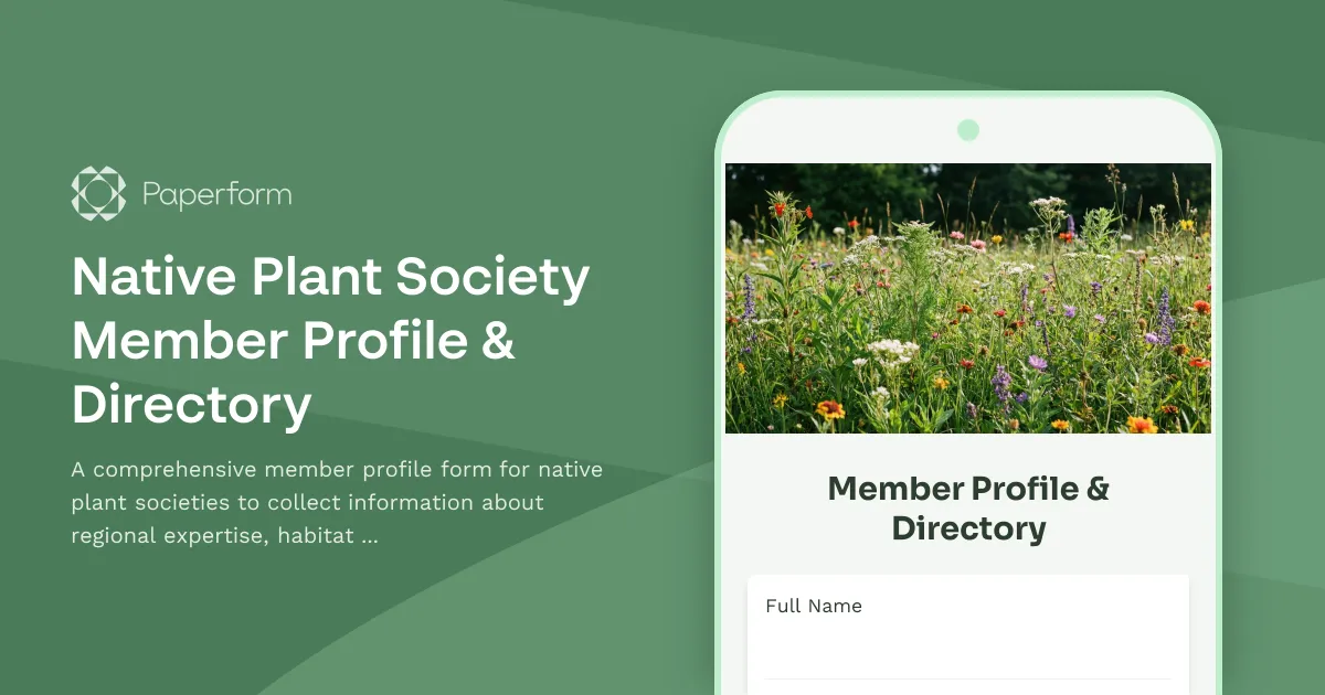Native Plant Society Member Profile & Directory
