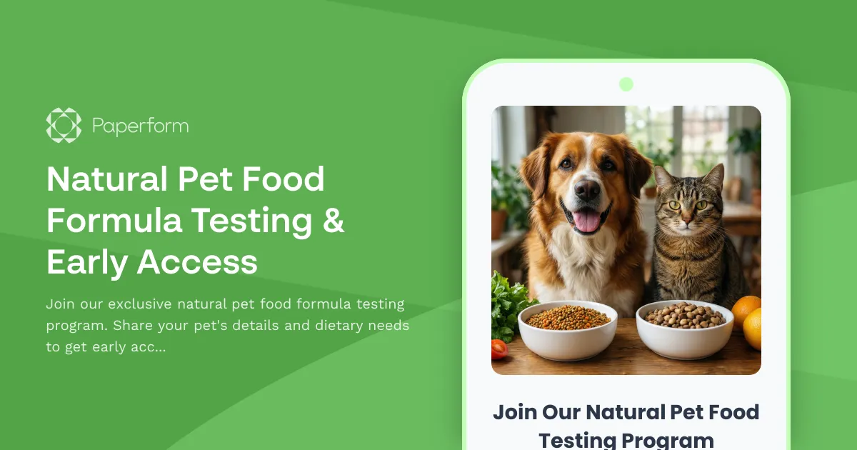 Natural Pet Food Formula Testing & Early Access