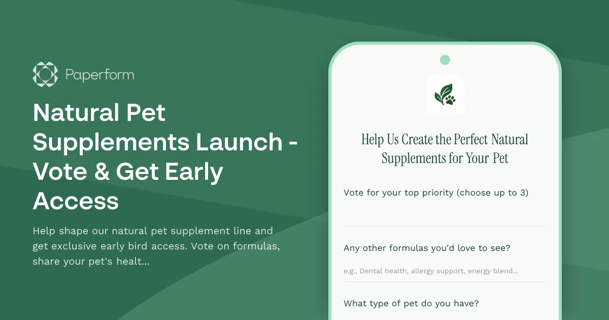 Natural Pet Supplements Launch - Vote & Get Early Access