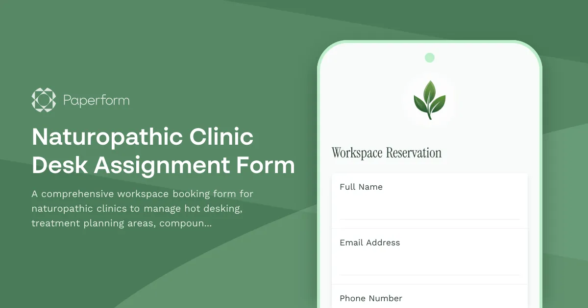 Naturopathic Clinic Desk Assignment Form