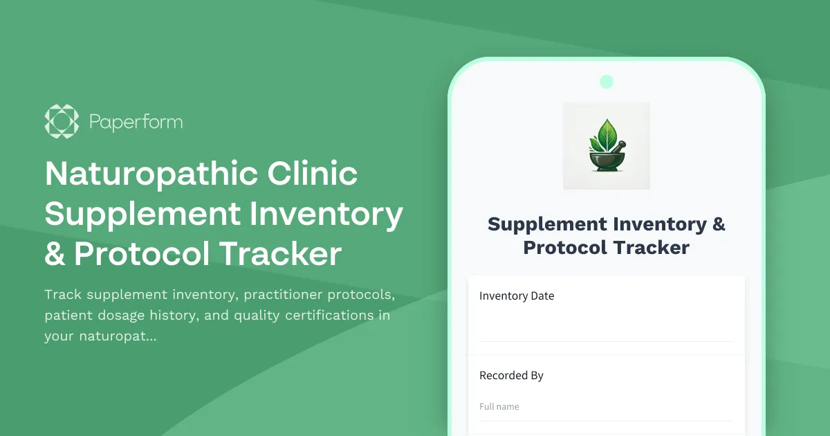 Naturopathic Clinic Supplement Inventory & Protocol Tracker