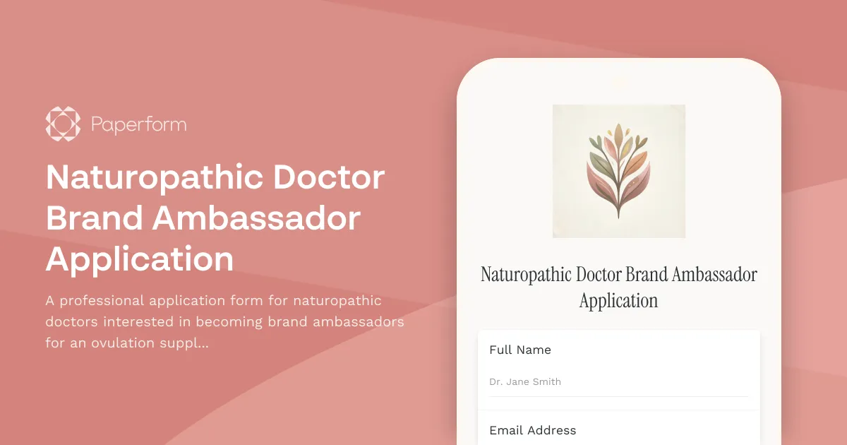 Naturopathic Doctor Brand Ambassador Application