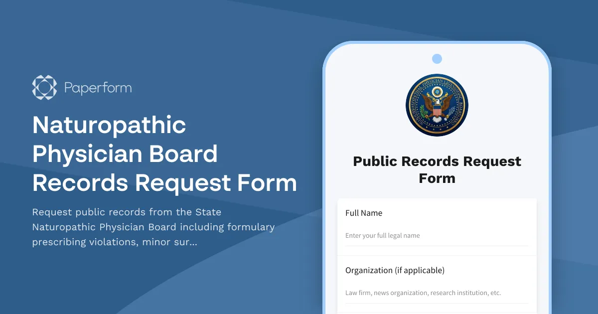 Naturopathic Physician Board Records Request Form