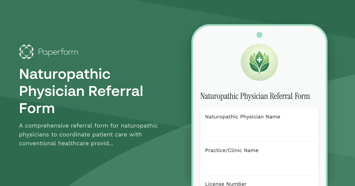 Naturopathic Physician Referral Form