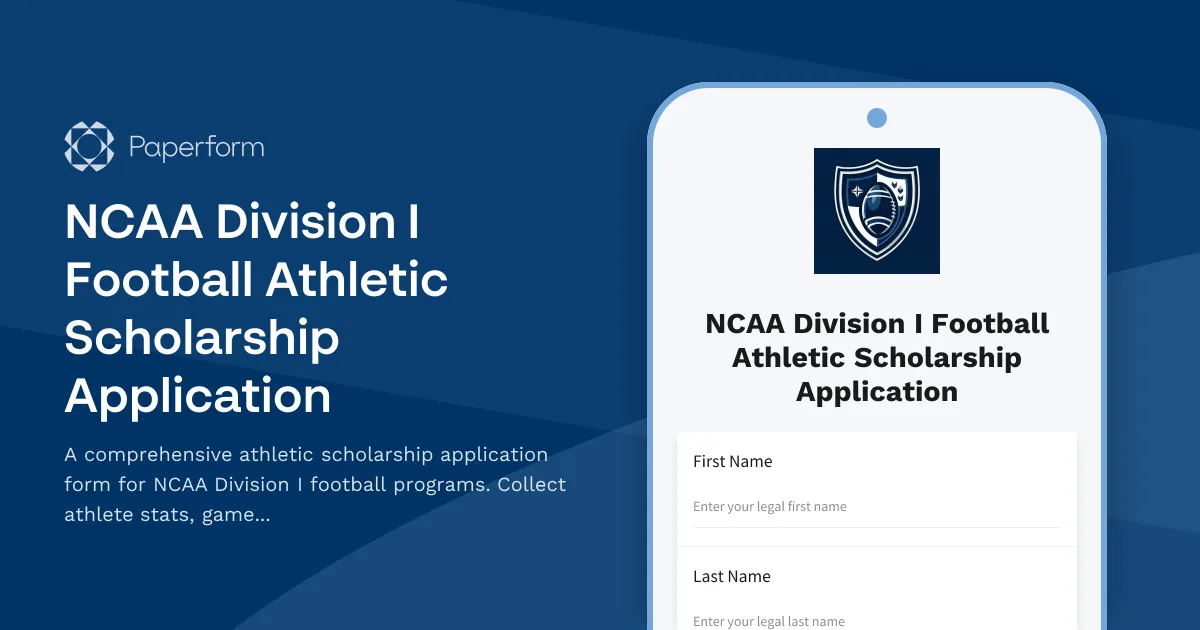 NCAA Division I Football Athletic Scholarship Application