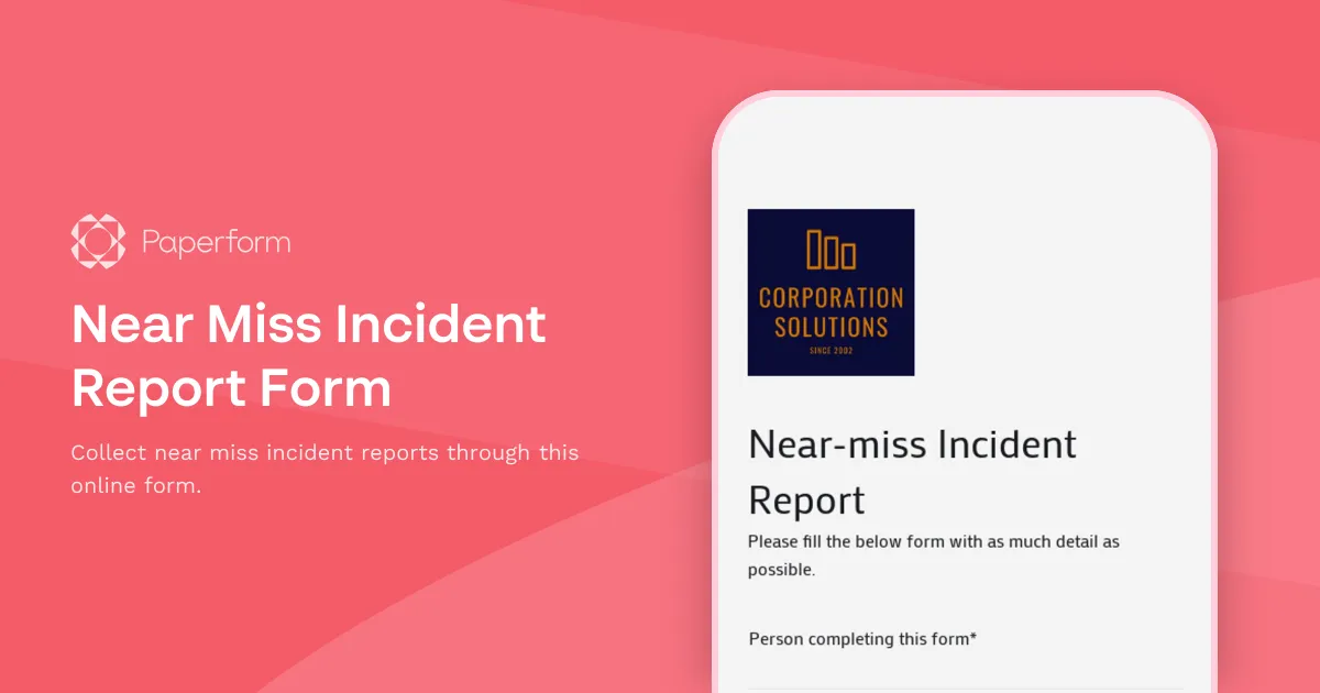 Near Miss Incident Report Form