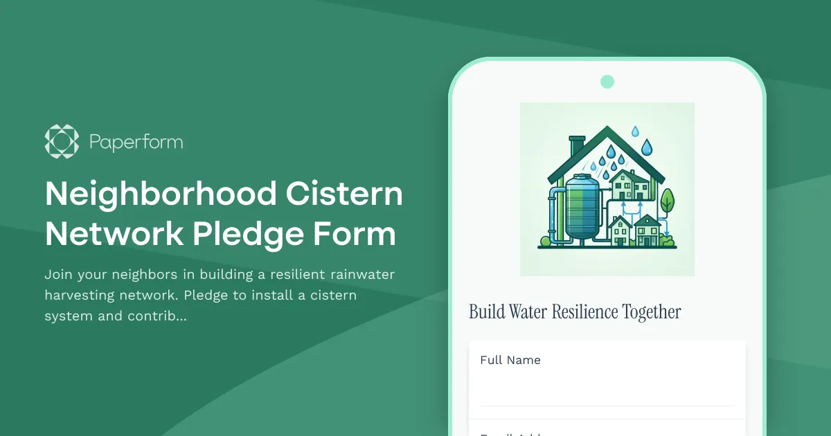 Neighborhood Cistern Network Pledge Form