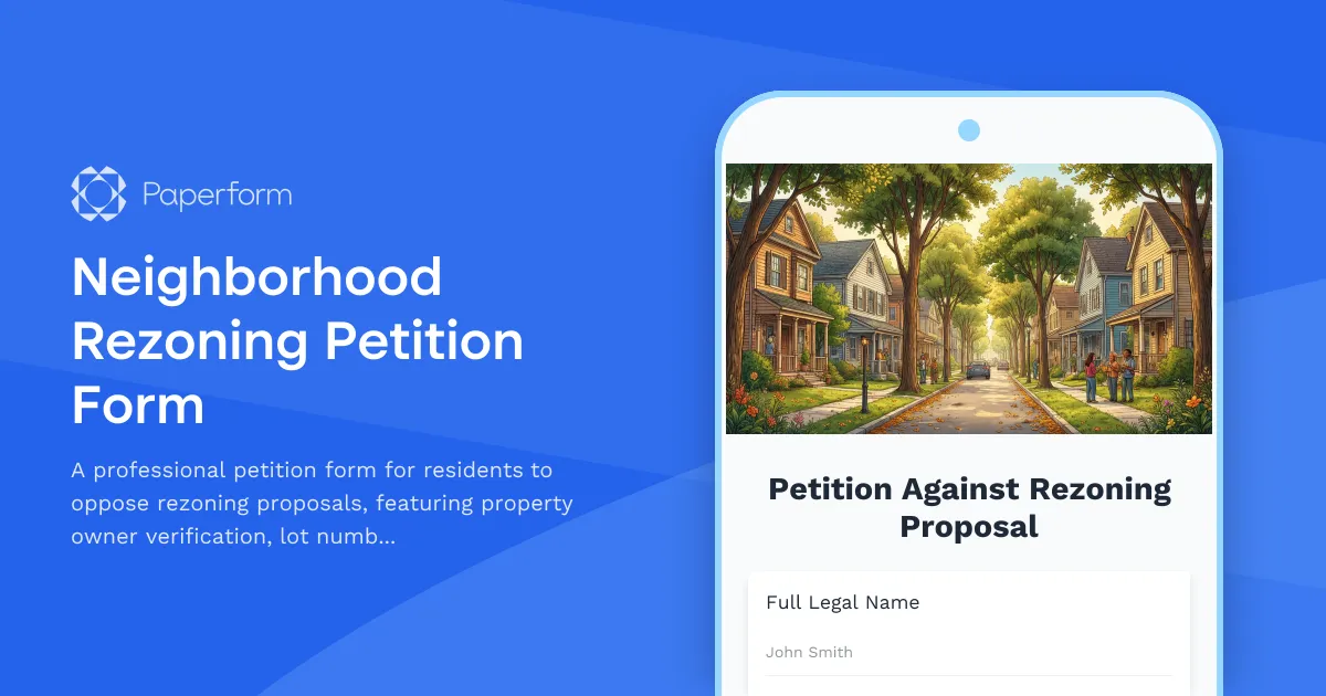 Neighborhood Rezoning Petition Form
