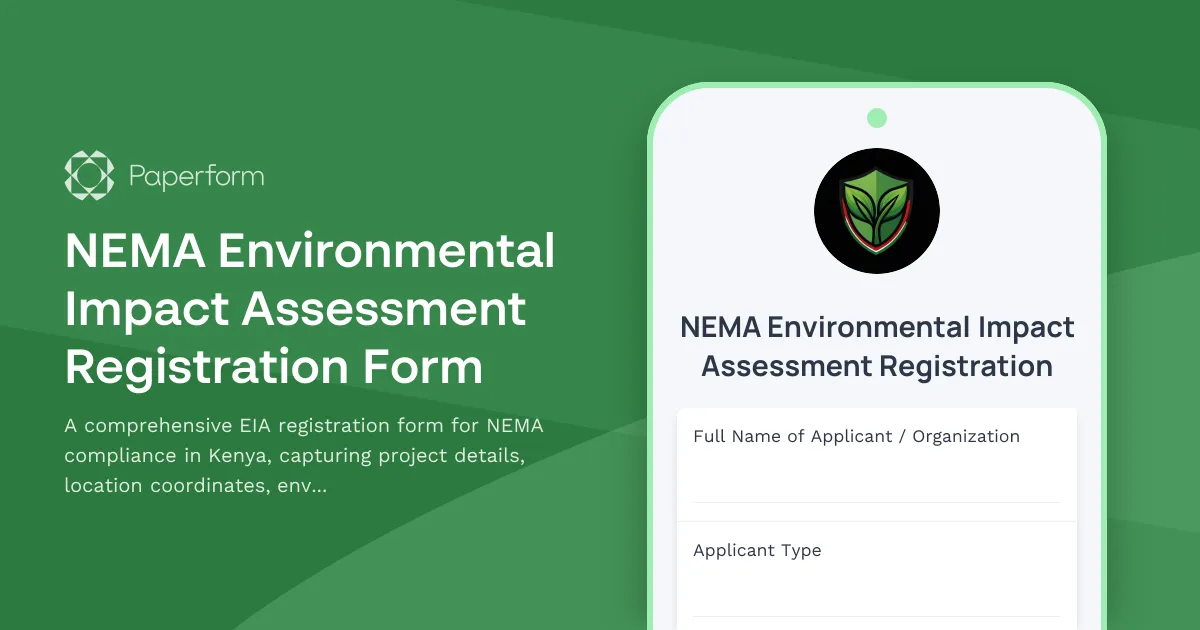 NEMA Environmental Impact Assessment Registration Form