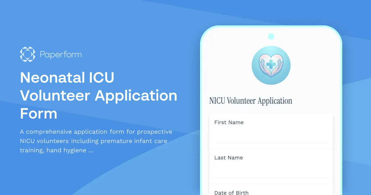 Neonatal ICU Volunteer Application Form