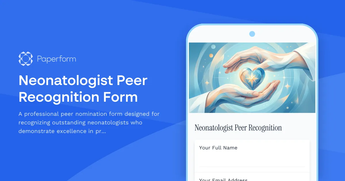 Neonatologist Peer Recognition Form