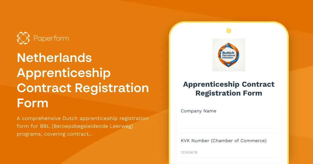 Netherlands Apprenticeship Contract Registration Form
