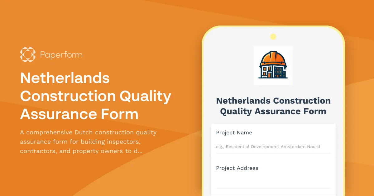 Netherlands Construction Quality Assurance Form