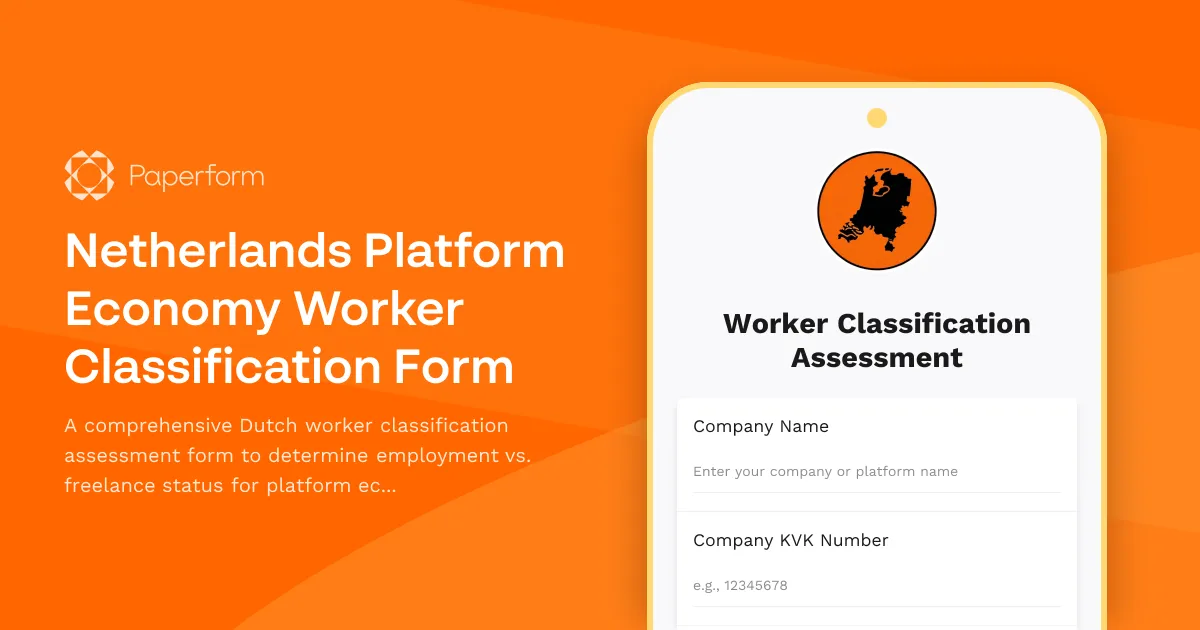 Netherlands Platform Economy Worker Classification Form