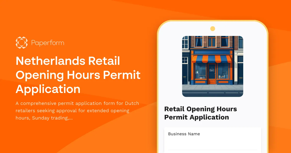 Netherlands Retail Opening Hours Permit Application