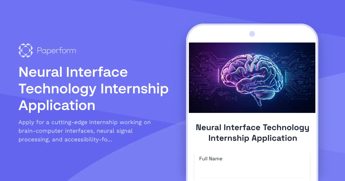 Neural Interface Technology Internship Application