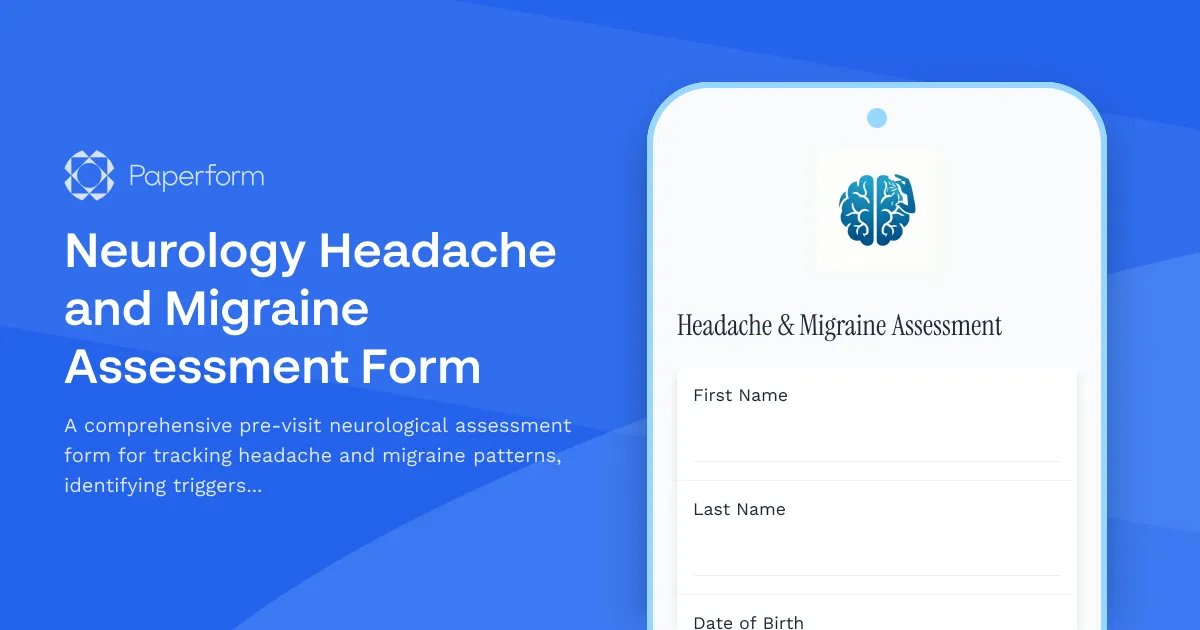 Neurology Headache and Migraine Assessment Form