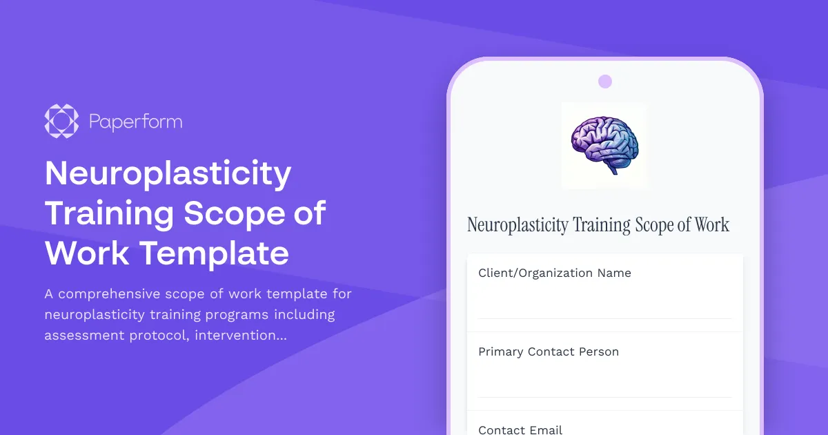 Neuroplasticity Training Scope of Work Template