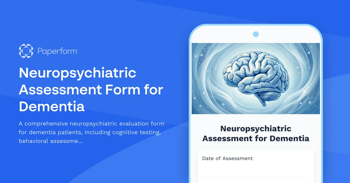 Neuropsychiatric Assessment Form for Dementia