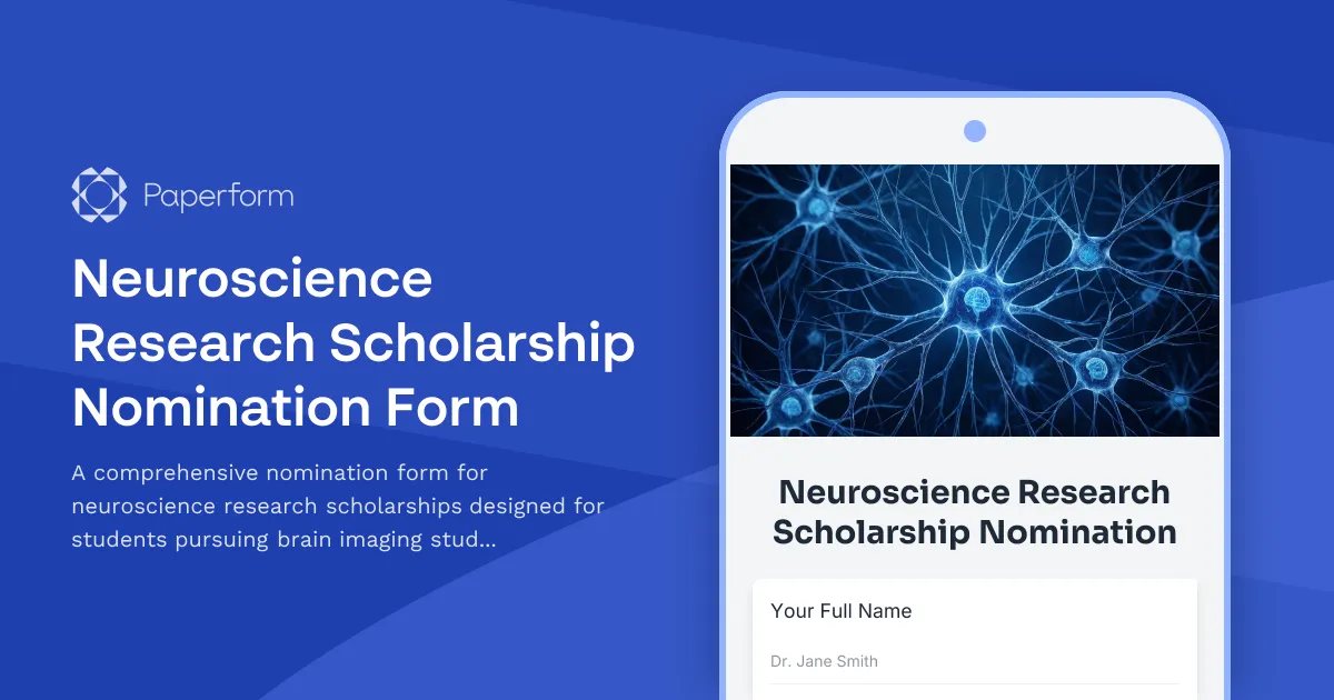 Neuroscience Research Scholarship Nomination Form