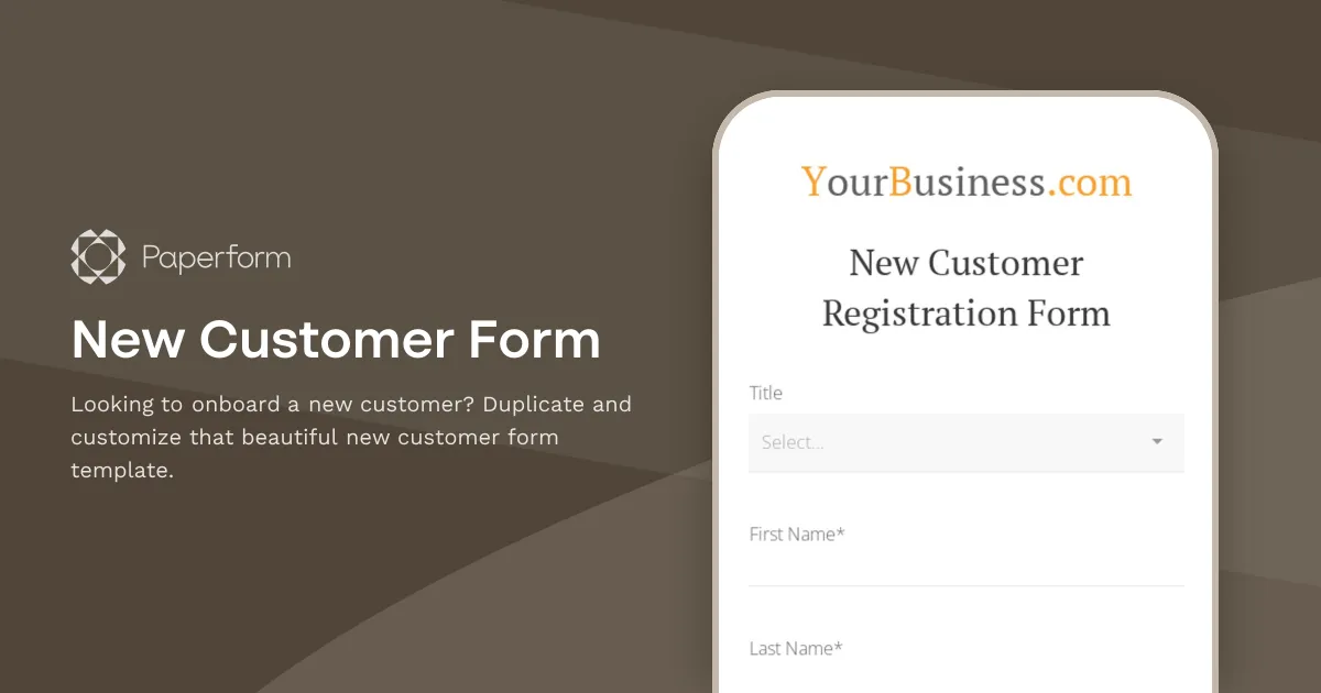 New Customer Form