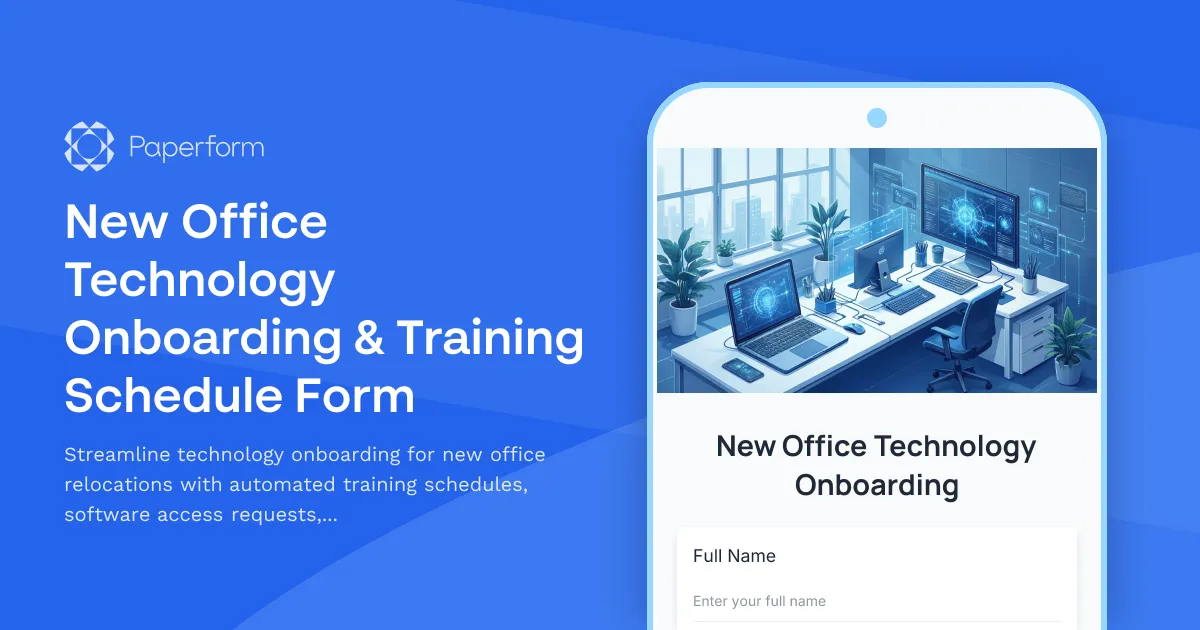New Office Technology Onboarding & Training Schedule Form