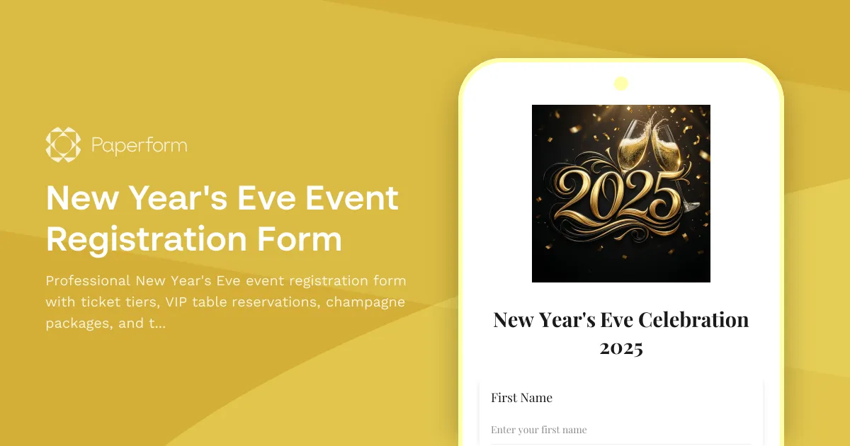 New Year's Eve Event Registration Form