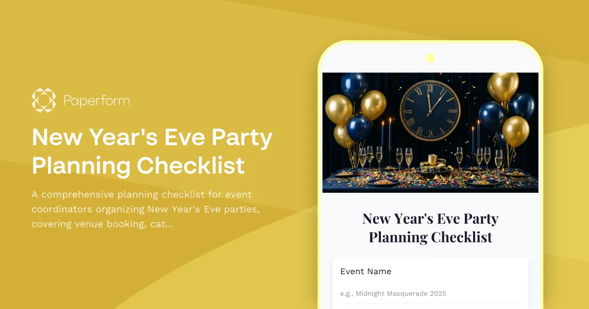 New Year's Eve Party Planning Checklist