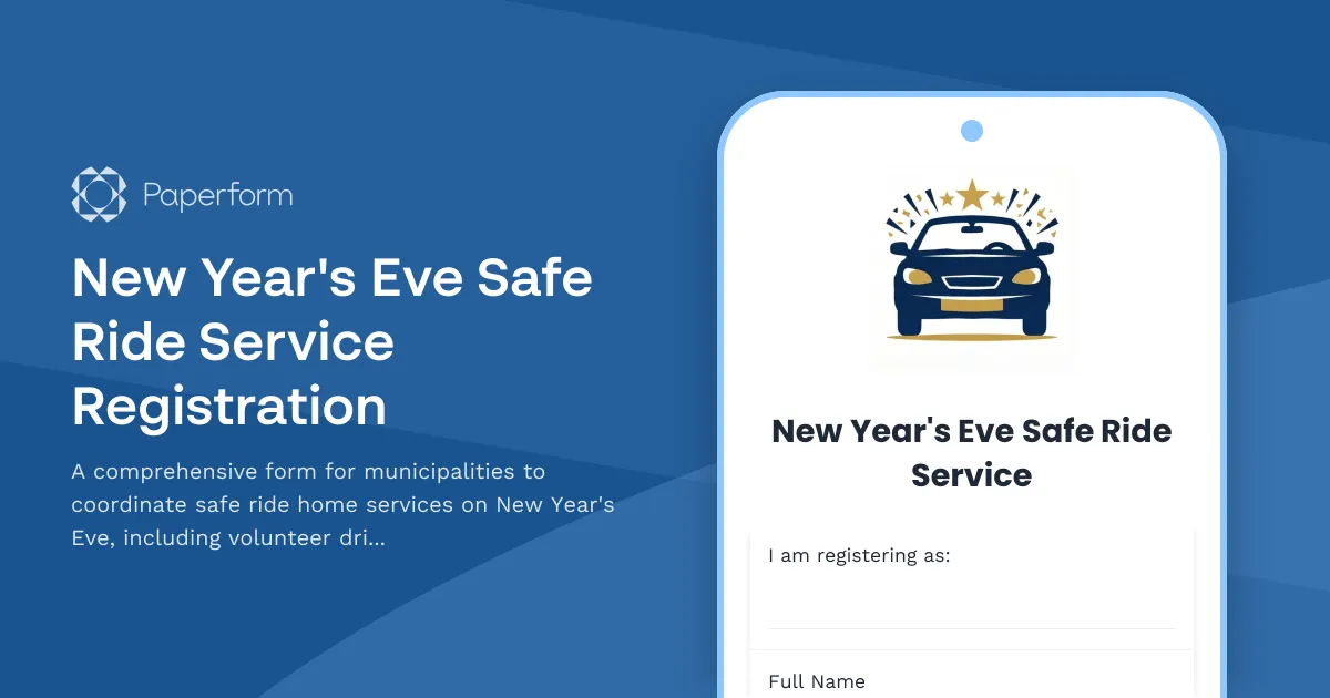 New Year's Eve Safe Ride Service Registration